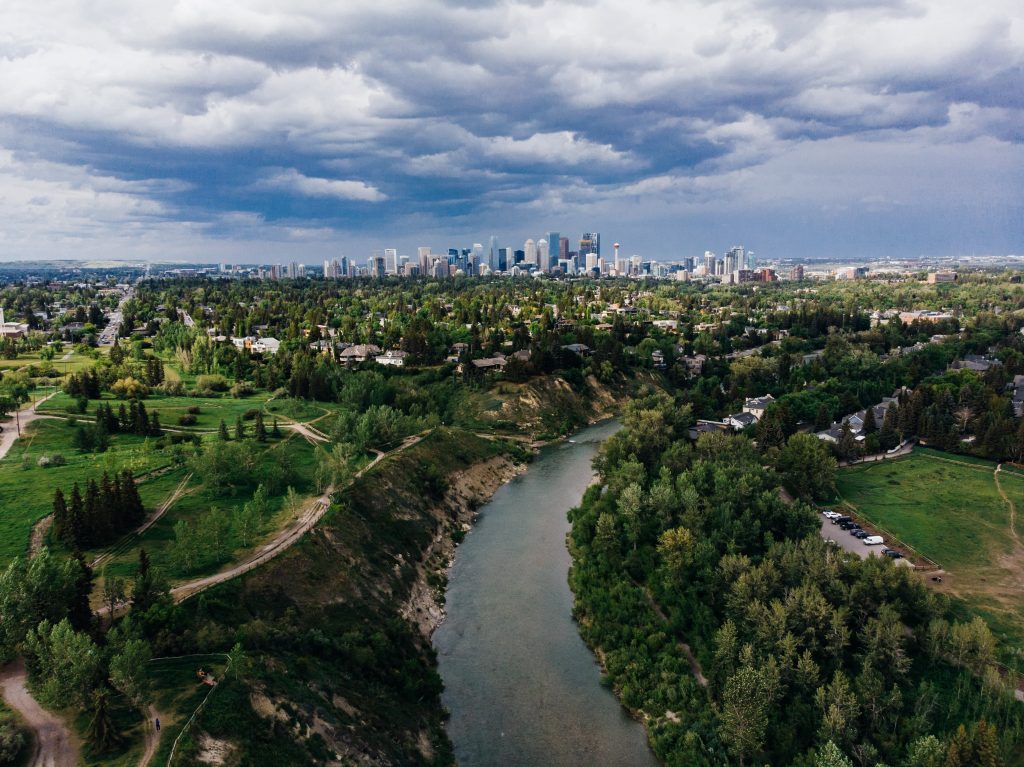 An aerial view of Calgary